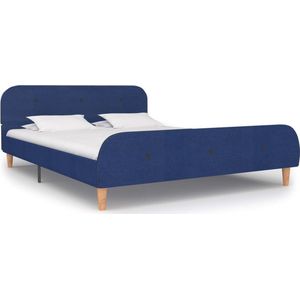 The Living Store Klassiek Bedframe - Blauw - 208 x 146 x 81 cm - Geschikt voor 140 x 200 cm matras - Hout en ijzer