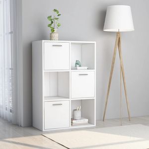 vidaXL Opslagruimte - Kinderkamerkast - Opbergkast 60x29,5x90 cm bewerkt hout wit - Houten Kast - Wit Kast - Houten Opbergkast
