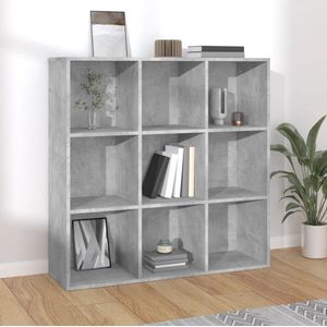 The Living Store Boekenkast 98x29x97,5 cm bewerkt hout betongrijs - Boekenkast - Houten Boekenkast - Grijze Boekenkast - Vintage Boekenkast - Industriële Boekenkast