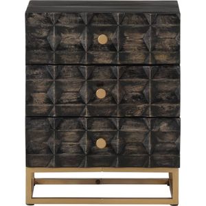 The Living Store Nachtkastje - Zwart - Houten nachtkastje 40x29x50cm - Massief mangohout met zwarte afwerking