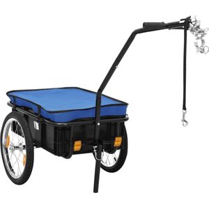 The Living Store Fietstrailer/trekwagen 155x60x83 cm staal blauw - Fietstrailer - Fietskar - Trekwagen - Transportkar - Fietsaccessoires