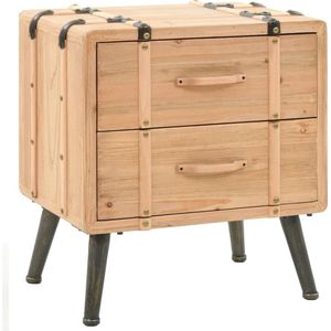 The Living Store Retro Nachtkastje - Hout - 50 x 35 x 57 cm - Met 2 lades
