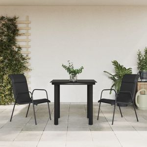 The Living Store Tuinset - Stijlvolle tuinmeubelen - Zwarte kleur - Stabiel en duurzaam - Comfortabele zitervaring -