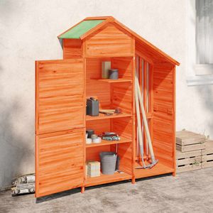 The Living Store Tuinschuur 120x53,5x170 cm massief grenenhout bruin - Tuinschuur - Houten Schuur - Gereedschapsopslag - Tuinaccessoires - Buitenshuis Opslag