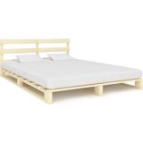 The Living Store Pallet Bedframe - Massief Grenenhout - 200 x 200 x 65 cm - Naturel