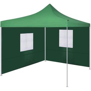 The Living Store Vouwtent 291x291x315 cm - Groen - Polyester - Met 2 zijwanden | - The Living Store