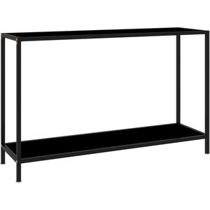 The Living Store Wandtafel 120x35x75 cm gehard glas zwart - Wandtafel - Bijzettafel - Zwarte Tafel - Glazen Tafel - Metalen Tafel