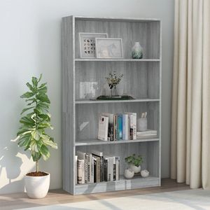 The Living Store - Bücherregal 4 Fächer Grau Sonoma 80x24x142 cm Holzwerkstoff - Bücherregal - Regal - Holzmöbel - Wohnraumgestaltung - Grau