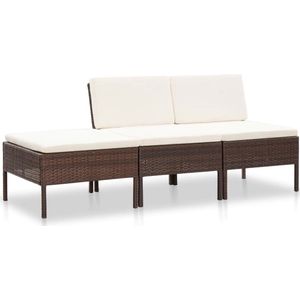 The Living Store Loungeset Modulair - PE-rattan - Bruin - 57 x 69 x 67 cm - Inclusief kussens - The Living Store