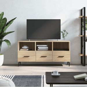 The Living Store TV-meubel Sonoma Eiken - 102 x 36 x 50 cm - Bewerkt hout en ijzer