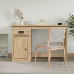 The Living Store Bureau Sonoma Eiken - 115 x 50 x 75 cm - Met Deur en Opbergruimte