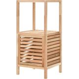 The Living Store Houten Opbergkast - Badkaast - 39.5 x 35.5 x 86 cm - massief walnotenhout en multiplex