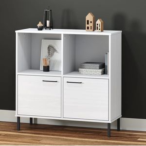vidaXL Houten Boekenkast - Boekenkast - Boekenkast met metalen poten OSLO 90x35x90,5 cm hout wit - Bibliotheek - Vintage Boekenkast - Landelijke Boekenkast