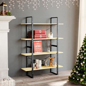 The Living Store Boekenkast met 4 schappen 100x30x140 cm massief grenenhout - Boekenkast - Industrieel - Houten Boekenkast - Grenenhouten Boekenkast - Bibliotheek
