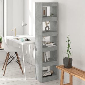 The Living Store Boekenkast/kamerscherm 40x30x166 cm betongrijs - Boekenkast - Boekenplank - Kast - Interieurbouw - Houten Boekenkast