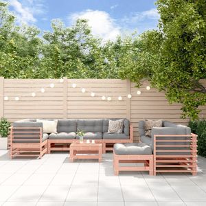 The Living Store 10-delige Loungeset met kussens massief douglashout - Loungeset - Tuinset - Hout Lounge - Loungebank - Garden Furniture