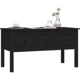 The Living Store Salontafel Grenenhout Zwart - 102 x 49 x 55 cm - 3 Lades