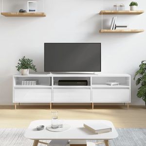 The Living Store TV-meubel Tv-kast - 150 x 30 x 44.5 cm - Hoogglans wit