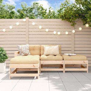 The Living Store 4-delige Loungeset met kussens massief hout - Loungeset - Tuinset - Buitenkamer - Hout - Grenenhout