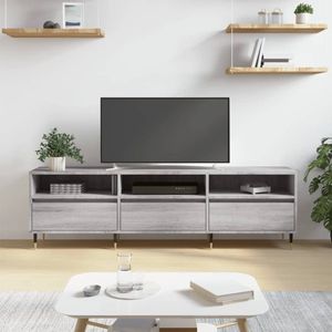 The Living Store Tv-meubel Opbergruimte Grijs Sonoma Eiken 150x30x44.5 cm - Hout - IJzer