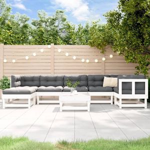The Living Store Loungeset Tuin - Massief Grenenhout - Wit - 61x60.5x62 cm - Modulair
