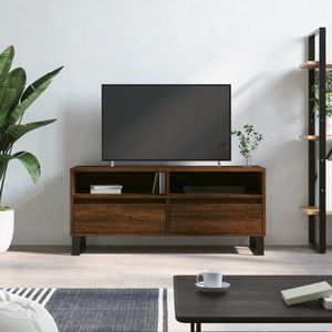 The Living Store Tv-meubel - Bruineiken - 100 x 34.5 x 44.5 cm - Voldoende opbergruimte