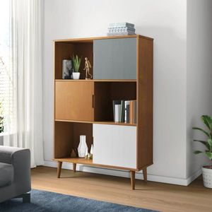 The Living Store MOLDE Boekenkast - 90x35x133.5 cm - Massief grenenhout - UV-vernis