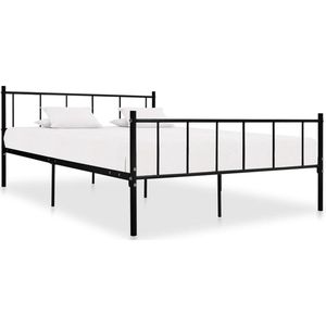 The Living Store Bedframe metaal zwart 180x200 cm - Metalen Bed Frame - Boxspring Bed - King Size Bed - Tweepersoonsbed - Zwarte Bedbank