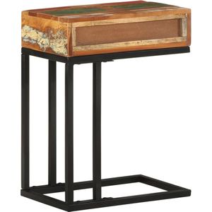 The Living Store Beistelltisch U-Form 45x30x61 cm Recyceltes Massivholz - Holz Tisch - Wohnzimmer Dekoration - Beistelltisch - Recyceltes Holz