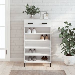 The Living Store Schoenenkast - Wit - 60x35x105 cm - Hoge Kwaliteit