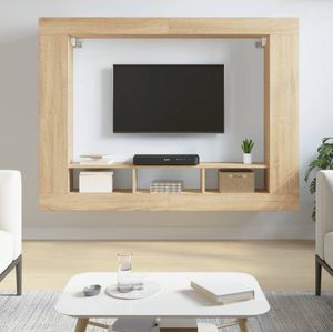 The Living Store Zwevend TV-meubel - Sonoma Eiken - 152 x 22 x 113 cm - Duurzaam - Wandgemonteerd - Opbergruimte