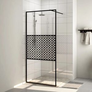 The Living Store Inloopdouchewand 115x195 cm ESG-glas transparant en zwart - Inloopdouche - Douchescherm - Glazen Douchedeur - Badkamerspiegel - Modern Douchepaneel