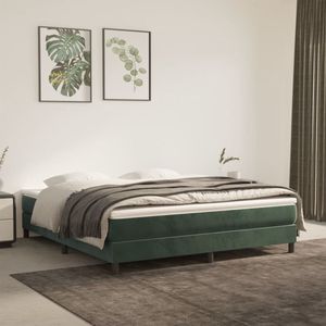 The Living Store Bedframe zonder matras 180x200 cm fluweel donkergroen - Boxspringframe - Donkere Kleuren - Velvet Bed - Slaapcomfort - Stapelbare Bedbodems