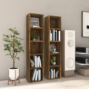 The Living Store CD-kast - Gerookt eiken - 21 x 16 x 93.5 cm