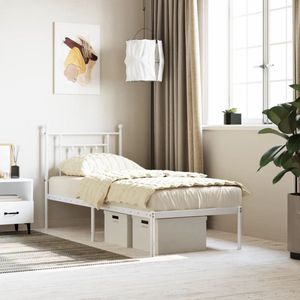 The Living Store Metalen Bedframe - Robuust - Wit - 196 x 80 x 97 cm - Geen Matras Inbegrepen