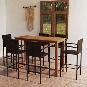 The Living Store 7-delige Tuinbarset bruin - Tuinbarset - Acacia Hout - Buitendecor - Lounge Set - Tuintafel