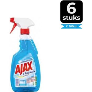 Ajax Glasreiniger - 500ml - Triple Action - Voordeelverpakking 6 stuks