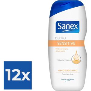 Sanex Showergel Dermo Sensitive - Gevoelige Huid 250ml - Voordeelverpakking 12 stuks