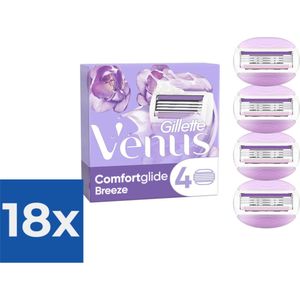 Gillette Venus Comfortglide Breeze Scheermesjes Voor Vrouwen - 4 Navulmesjes - Voordeelverpakking 18 stuks