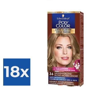 Schwarzkopf Poly Color Creme Haarverf 36 Midden Asblond - 1 stuk - Voordeelverpakking 18 stuks