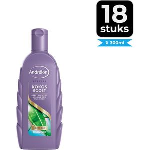 Andrélon Shampoo Kokos Boost 300 ml - Voordeelverpakking 18 stuks