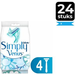 Gillette Simply Venus2 Wegwerpscheermesjes Vrouwen - 4 Stuks - Voordeelverpakking 24 stuks