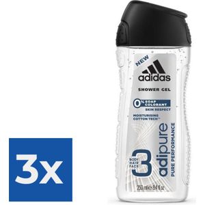 Adidas Man Adipure - SG - 250 ml - Voordeelverpakking 3 stuks