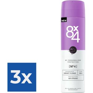 8x4 Deodorant Spray No 4 Vibrant Flower 150 ml - Voordeelverpakking 3 stuks