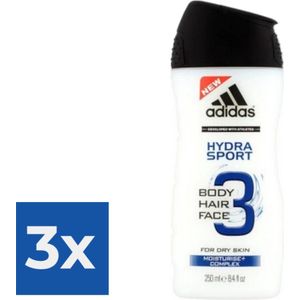Adidas Douche & Shampoo Men - Hydra Sport 250ML - Voordeelverpakking 3 stuks