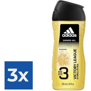 Adidas Douche & Shampoo Men - Victory League 250ML - Voordeelverpakking 3 stuks