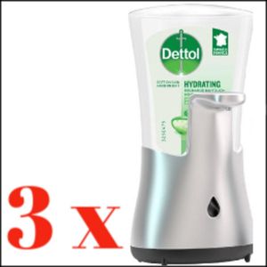Dettol - Automatische Zeepdispenser No Touch & 3x250ml Handzeep No Touch Navulling - Aloe Vera- Voordeelverpakking 3 stuks