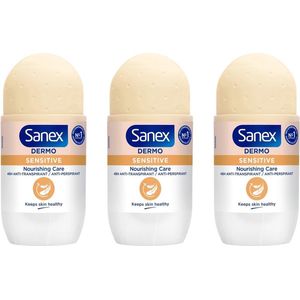 Sanex Dermo Sensitive Deodorant Roller 50 ML - Voordeelverpakking 3 stuks