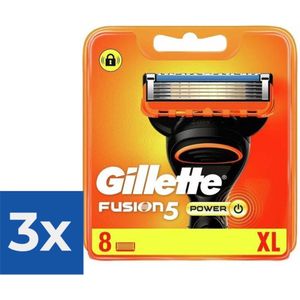 Gillette Fusion Power - 8 stuks - Scheermesjes - Voordeelverpakking 3 stuks