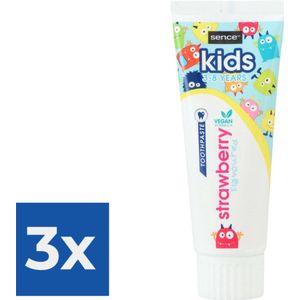 Sence Tandpasta Kids Aardbei 3 x75 ml - Vegan 3 tot 8 Jaar